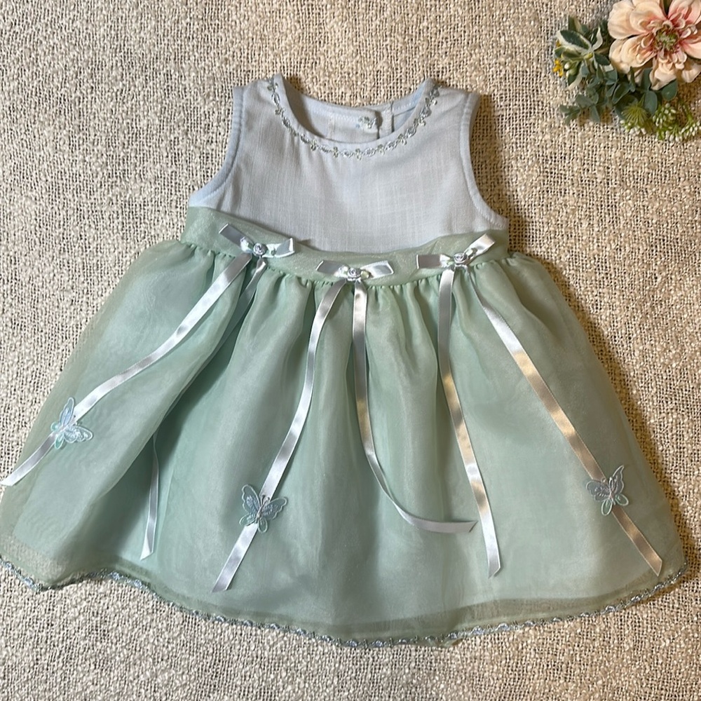 Bonnie Baby Girls Elegant Organza Bow & Butterflies Dress size 24 month